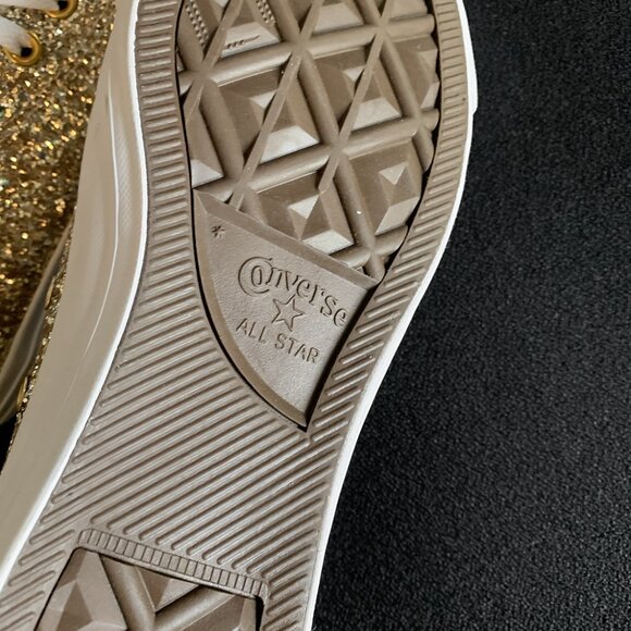 Converse Chuck Taylor All Star High Top Gold Glitter Size: Women's 9/Men's 7 - Picture 5 of 7
